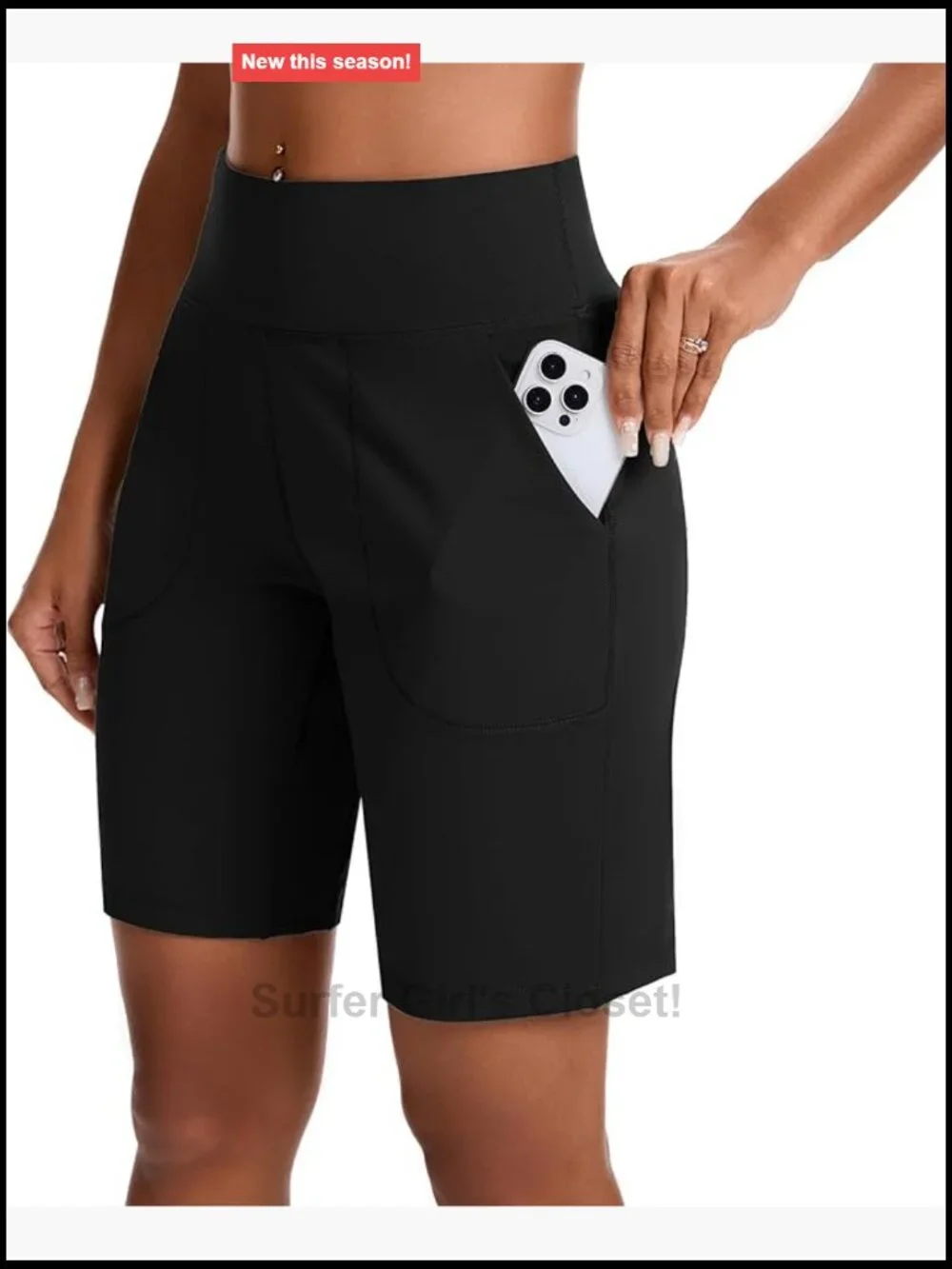 High Waisted Bermuda Shorts with Zipper Pocket 9